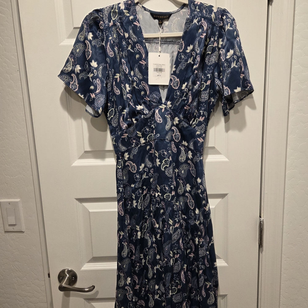 DownEast Blue Paisley Midi Dress